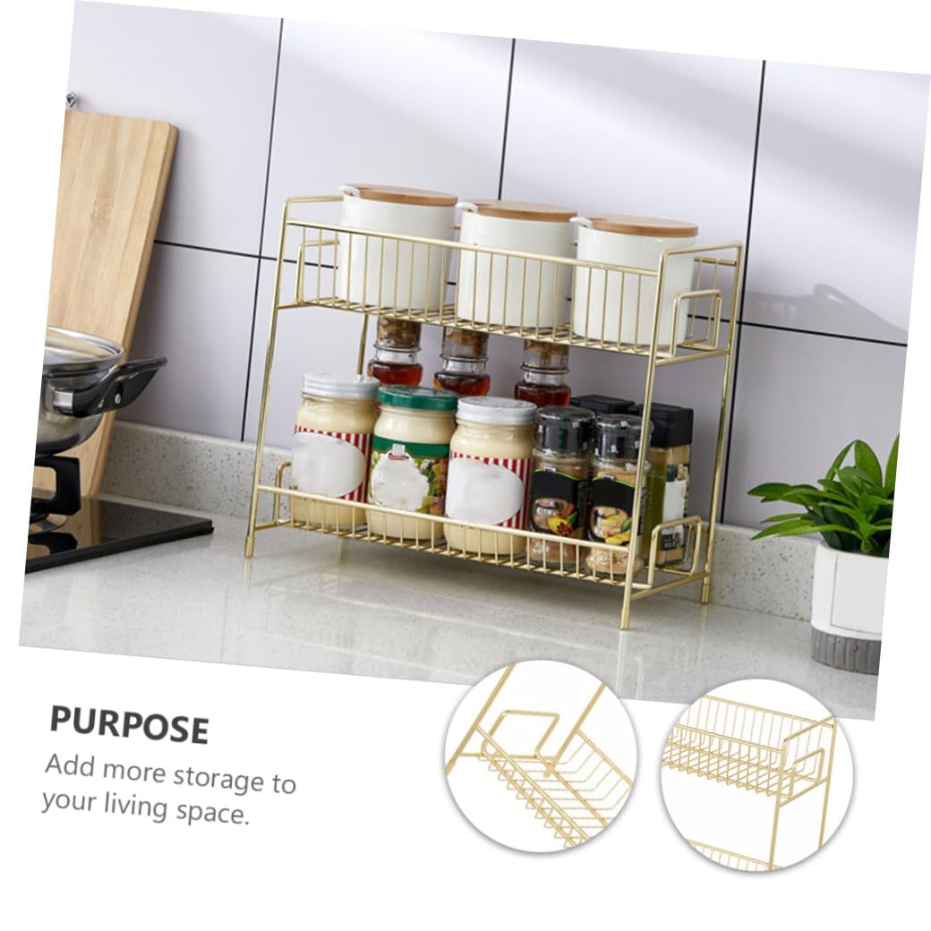 Multifunktionaler mit Modernem Design Aufbewahrungsständer Kosmetik aus Eisen und Zweilagiger Platzsparender Tischablage für Badezimmer und Schminktisch