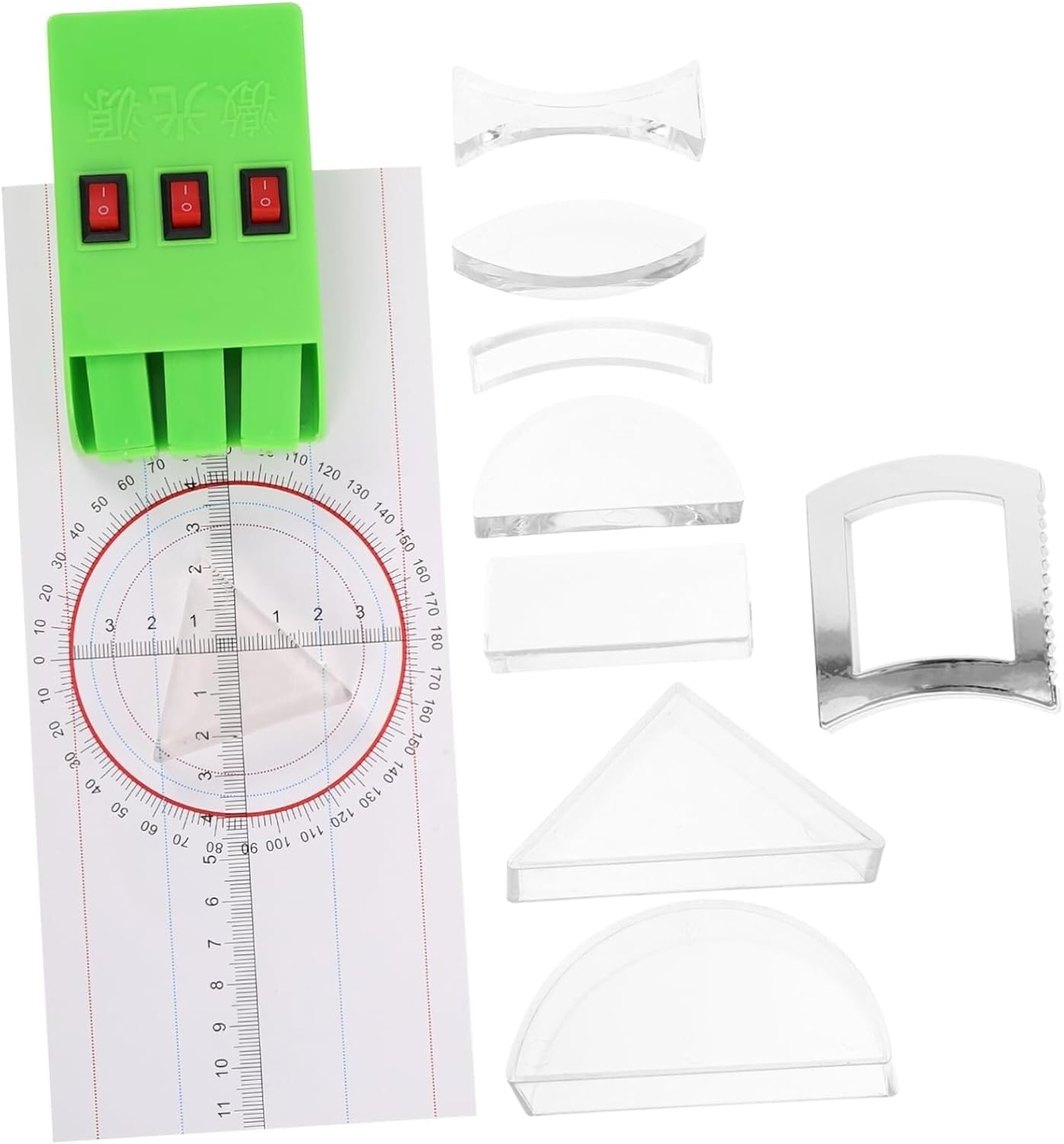 Optical Experiment Equipment Optical Science Kits Optical Experiment Tools Science Kits for Optics Prism Reflector Physics Experiments Optics Kit Concave Lens Plastic