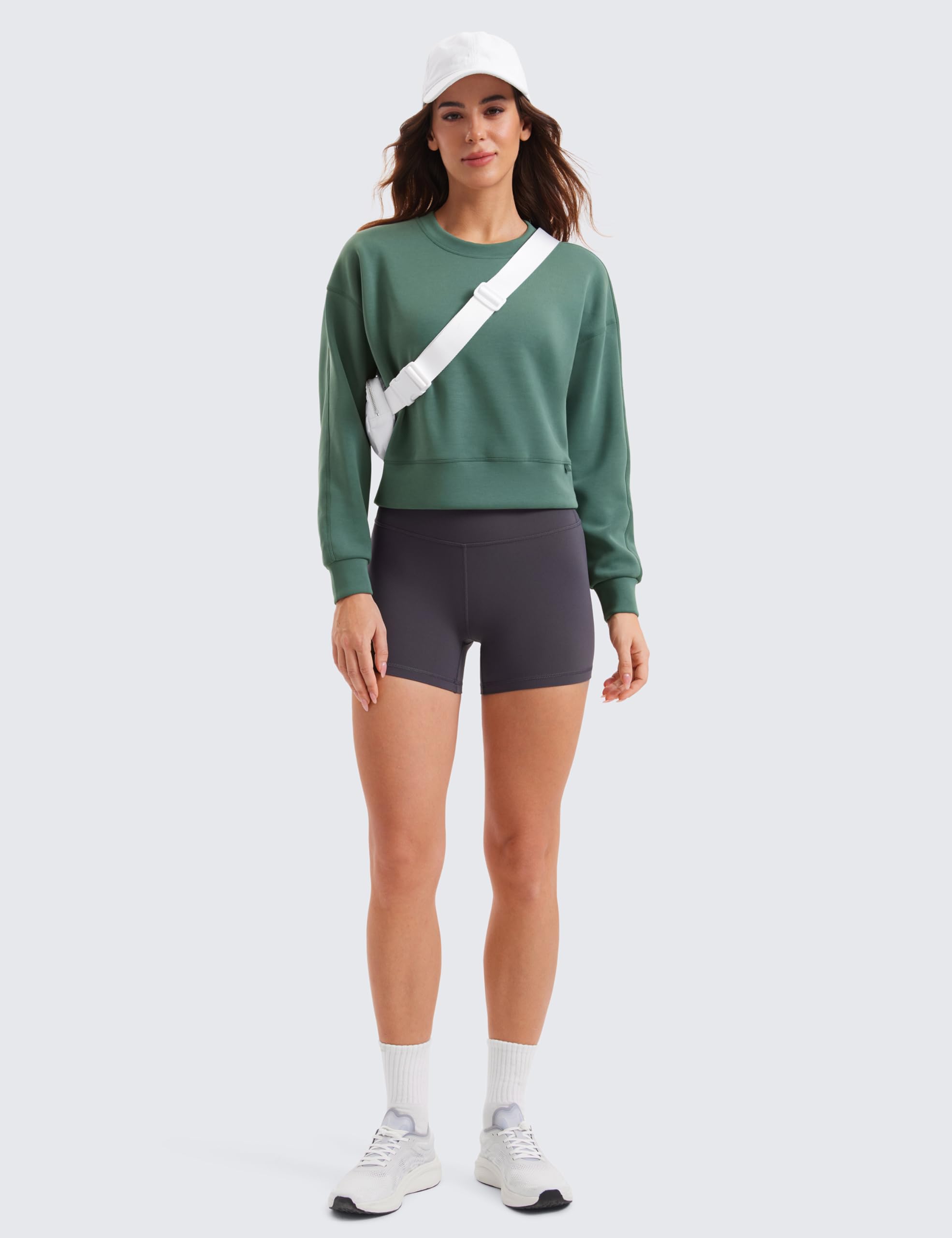 CRZ YOGA SoftAura Bluzy z okrągłym dekoltem | Tekstura brzoskwiniowo-muszkowa, swobodny krój, bluza z kapturem, bluza damska