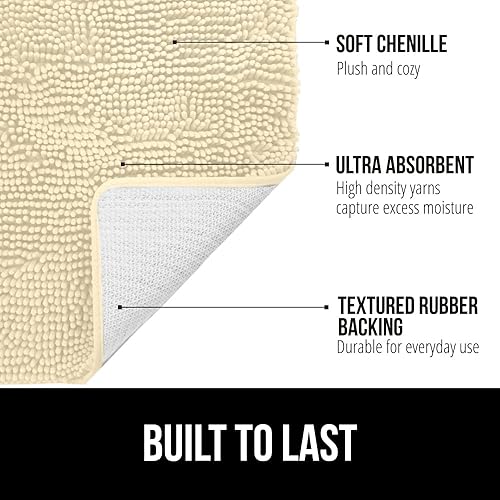 Vista 560 de Gorilla Grip - Tapete de baño de 30” x 20”, de felpilla gruesa, suave y absorbente, secado rápido, de microfibra, con reverso de caucho, para piso