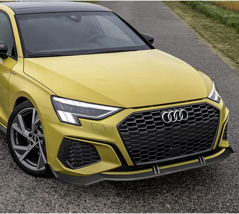 3PCS Front Bumper Lip Kit fit for Compatible with 2022-2024 AudiA3 S3 Sport Bumper, STP-Style Splitter Trim Protection Spoiler, Air-Dam-Chin-Diffuser (Unpainted Matt Black)