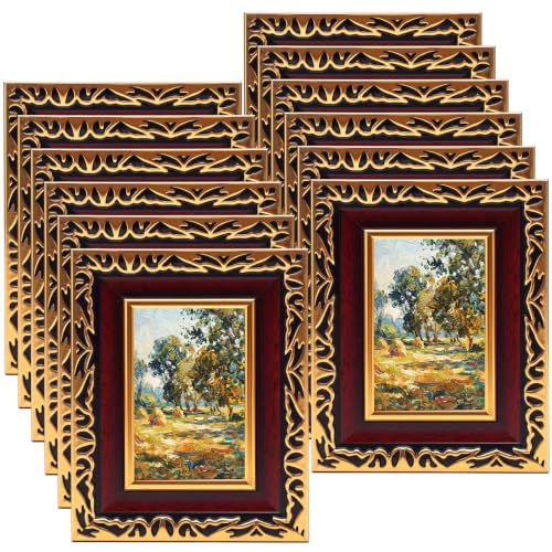 Image of 12 Pack 4 x 6 Inch Mahogany Gold Small Picture Frames Bulk