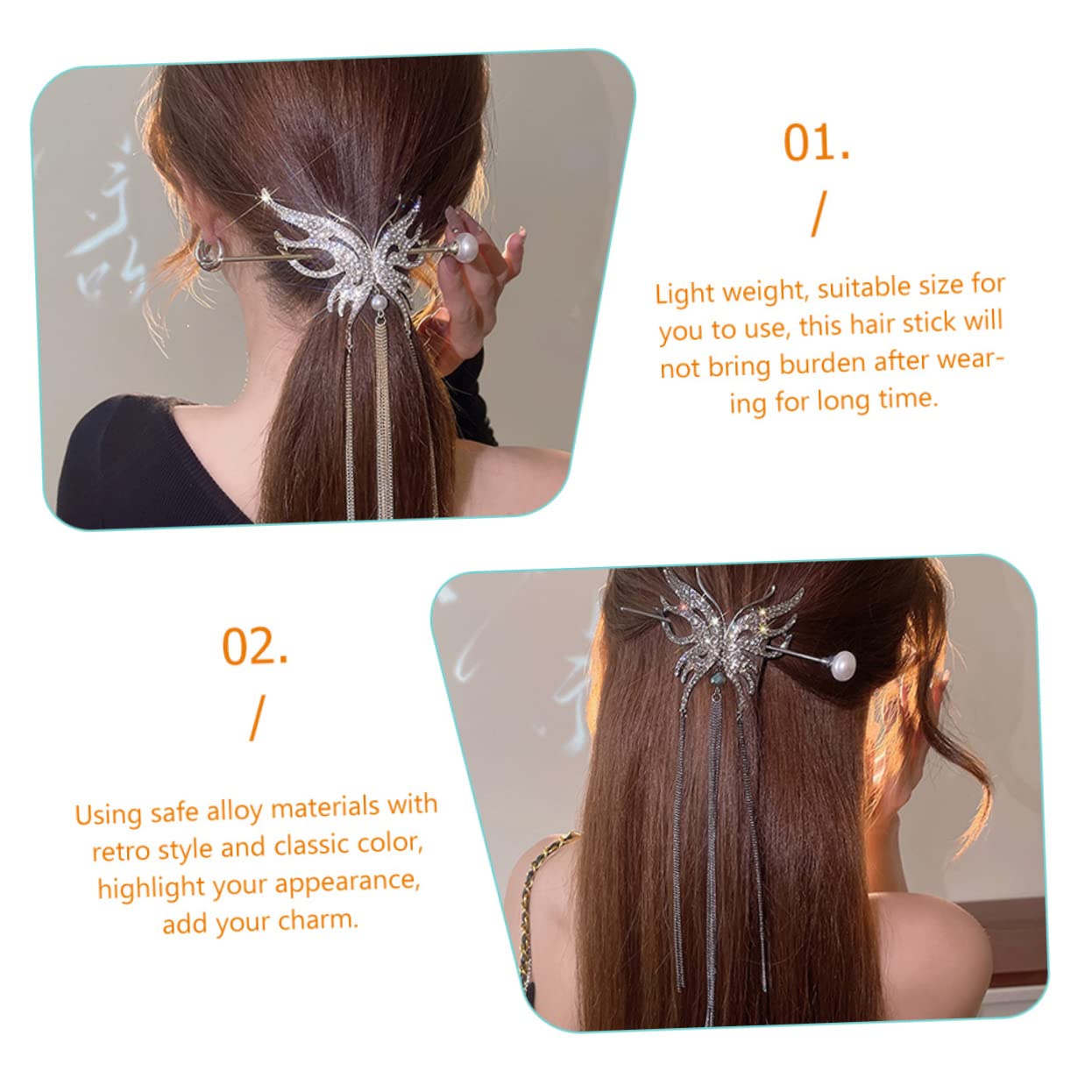 FRCOLOR 5 Pz Forcina per con perle a farfalla barrette forcine fermagli per con perle accessori per cinesi molletta tiara bastoncino per per perla