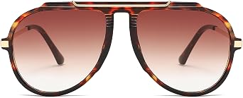 Long Keeper Oversized Pilot Sunglasses - Women Men Retro 70s Gold Square Sunglasses Vintage Flat Top Driving Glasses Sunnies UV400 Protection
