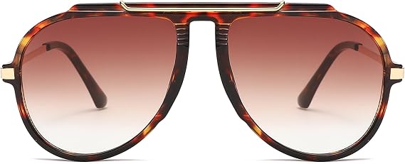 Long Keeper Oversized Pilot Sunglasses - Women Men Retro 70s Gold Square Sunglasses Vintage Flat Top Driving Glasses Sunnies UV400 Protection