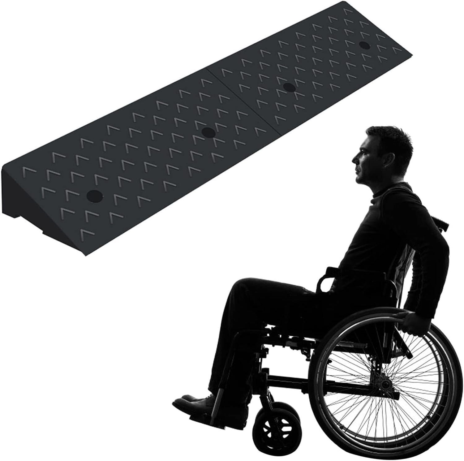 Bardzo długa 40-calowa gumowa rampa progowa do skuterów, motocykli, rowerów i deskorolek dla wózków inwalidzkich(Size:100x35x14cm)