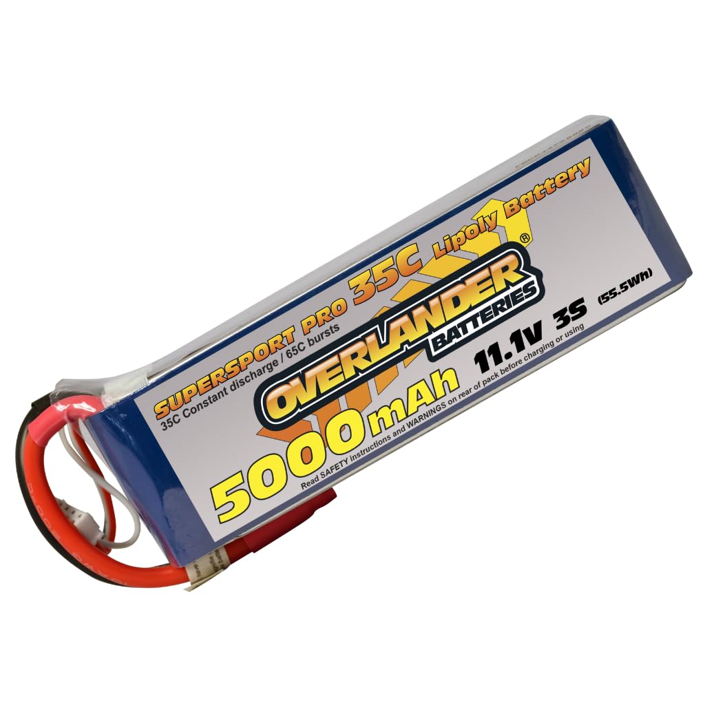Overlander-Batteries - Batterie LiPo Supersport Pro, 5000 mAh, 3S 35C, per modelli RC (con connettore XT60)