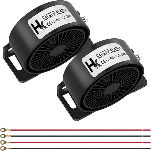 HK Alarma de respaldo de camión 12V-80V 110DB, respaldo de bocina de marcha atrás de coche resistente, advertencia con tono de sonido súper fuerte