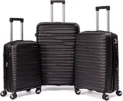 Kit De Malas Para Viagem PMG Polipropileno De Bordo 10Kg Anac Pequena, Média 23Kg E Grande 32Kg Para Despachar Rígida Dura 8 Rodas 360 Resistente (PRETO, 3-Peças (P/M/G))