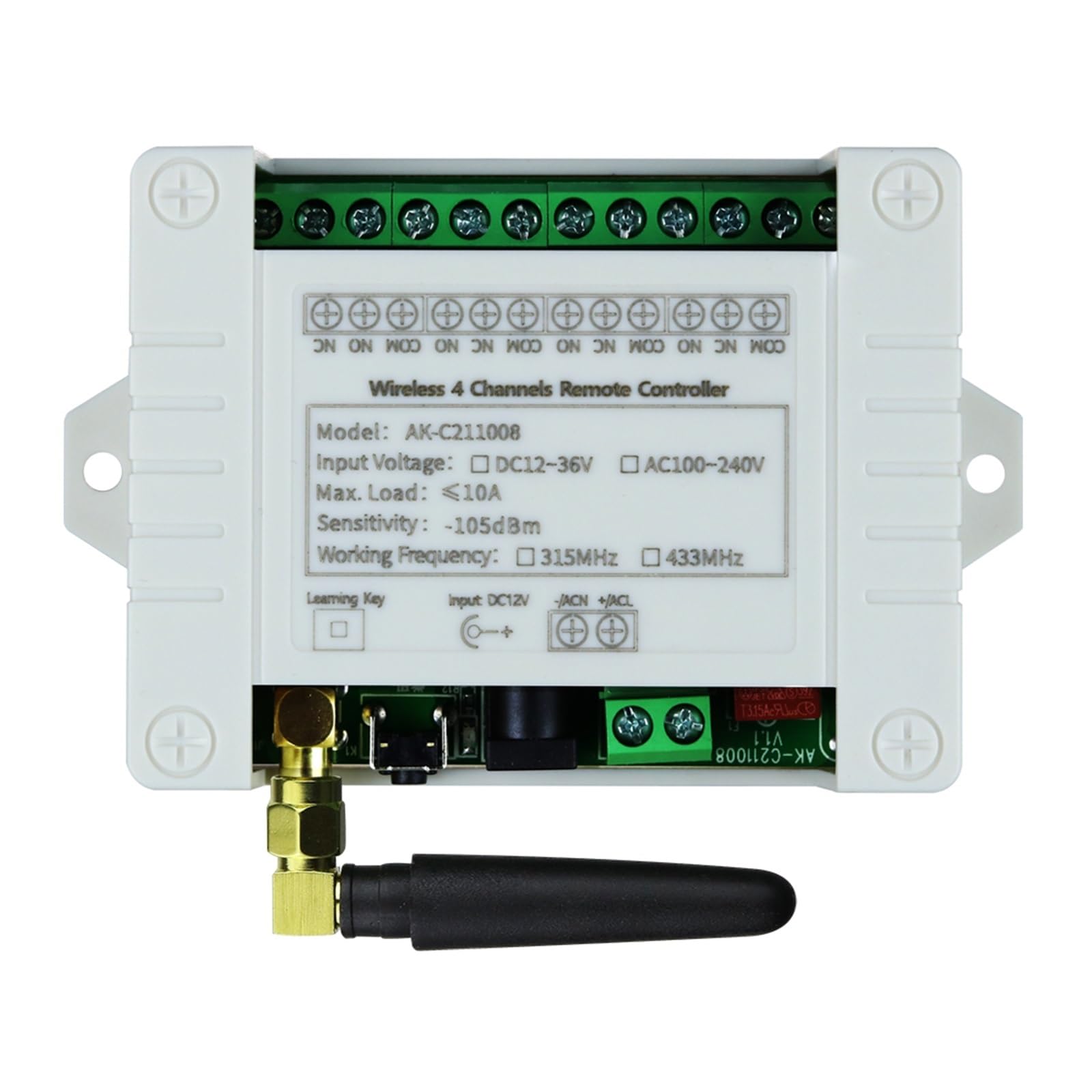 Contrôleur de Grue, Récepteur Radio de commutateur de télécommande sans fil DC 12/24/36 4CH avec antenne à ventouses de télécommande longue Distance de 2000M(C211008 1PCS)