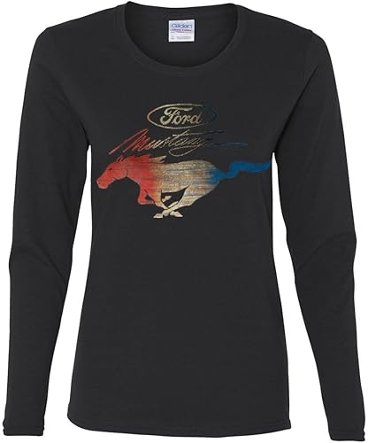 Ford Mustang Logo - Camiseta de manga larga para mujer GT Shelby Cobra Boss 302, Negro -