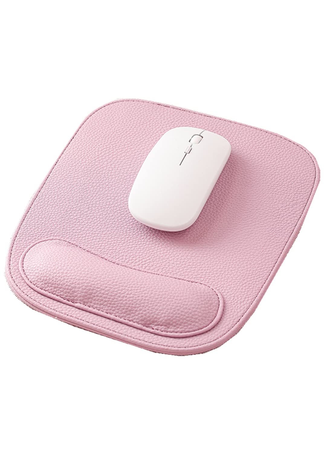PU Leather Mouse Pad with Wrist Rest Support Ergonomic Design Memory Foam Non-Slip Rubber Base Ideal for Computer Laptop Study Office or Home