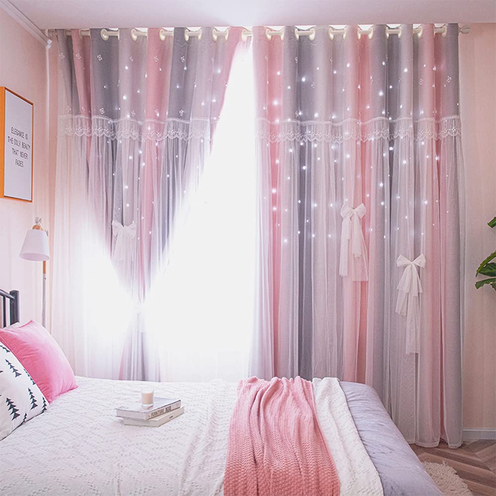 Rideau occultant étoiles ajourées pour illuminer la chambre d'une fille