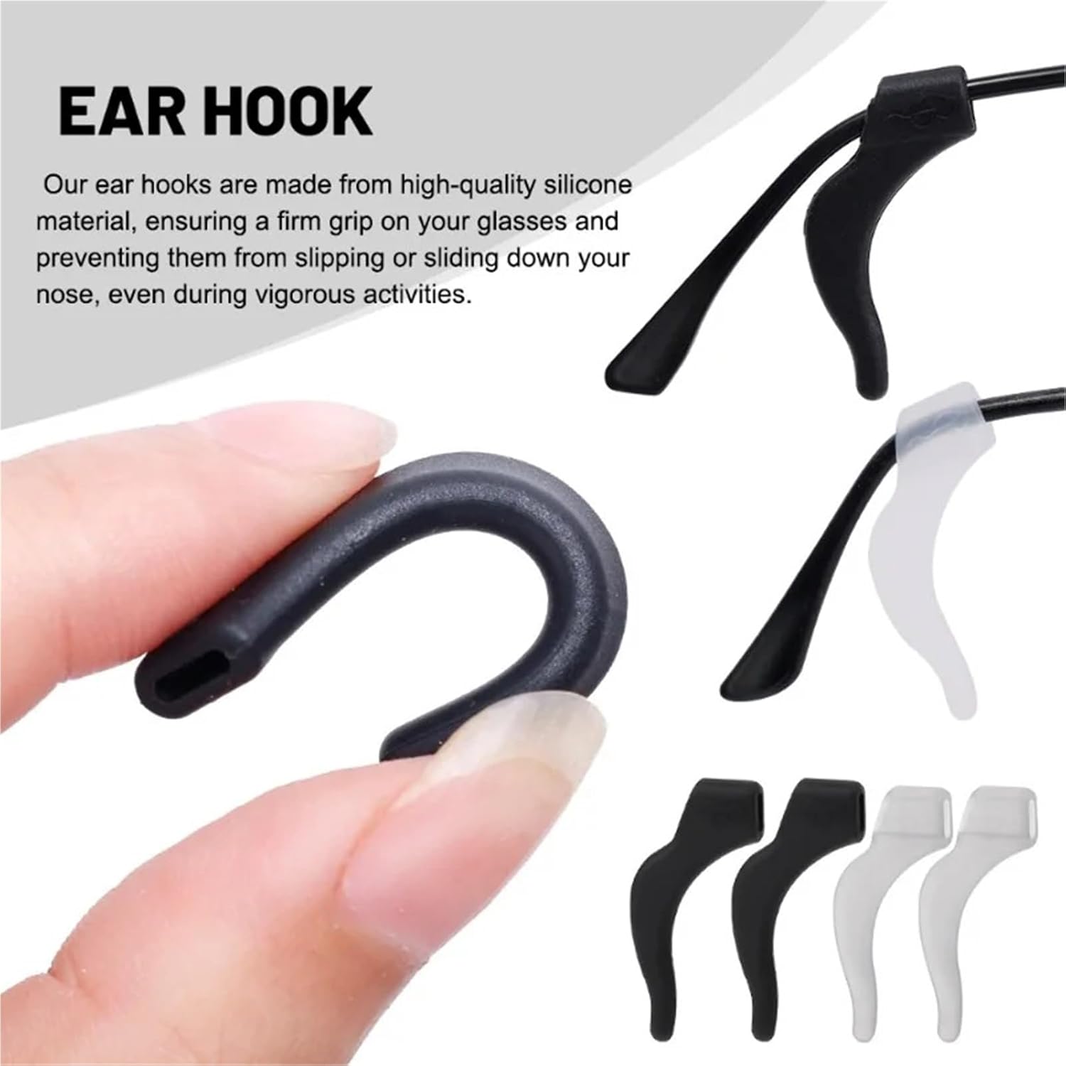 Durable 20pcs Soft Silicone Ear Hook Anti-slip Glasses Leg Grip Anti-fall Holder