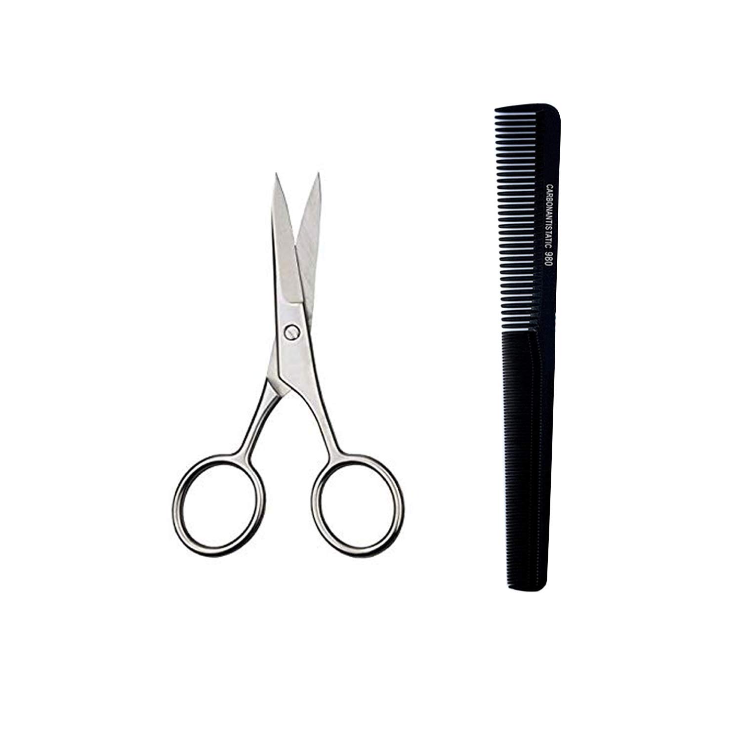 Verceys Hair Cutting Scissor For Eyebrow Moustache Trimming Beard Trimming (Silver 4-inch) Carbon Antistatic Comb (No 980) Beard Comb Shaper (1 Small Scissor And 1 Comb) (B0894VC55C) Amazon Price History, Amazon Price Tracker
