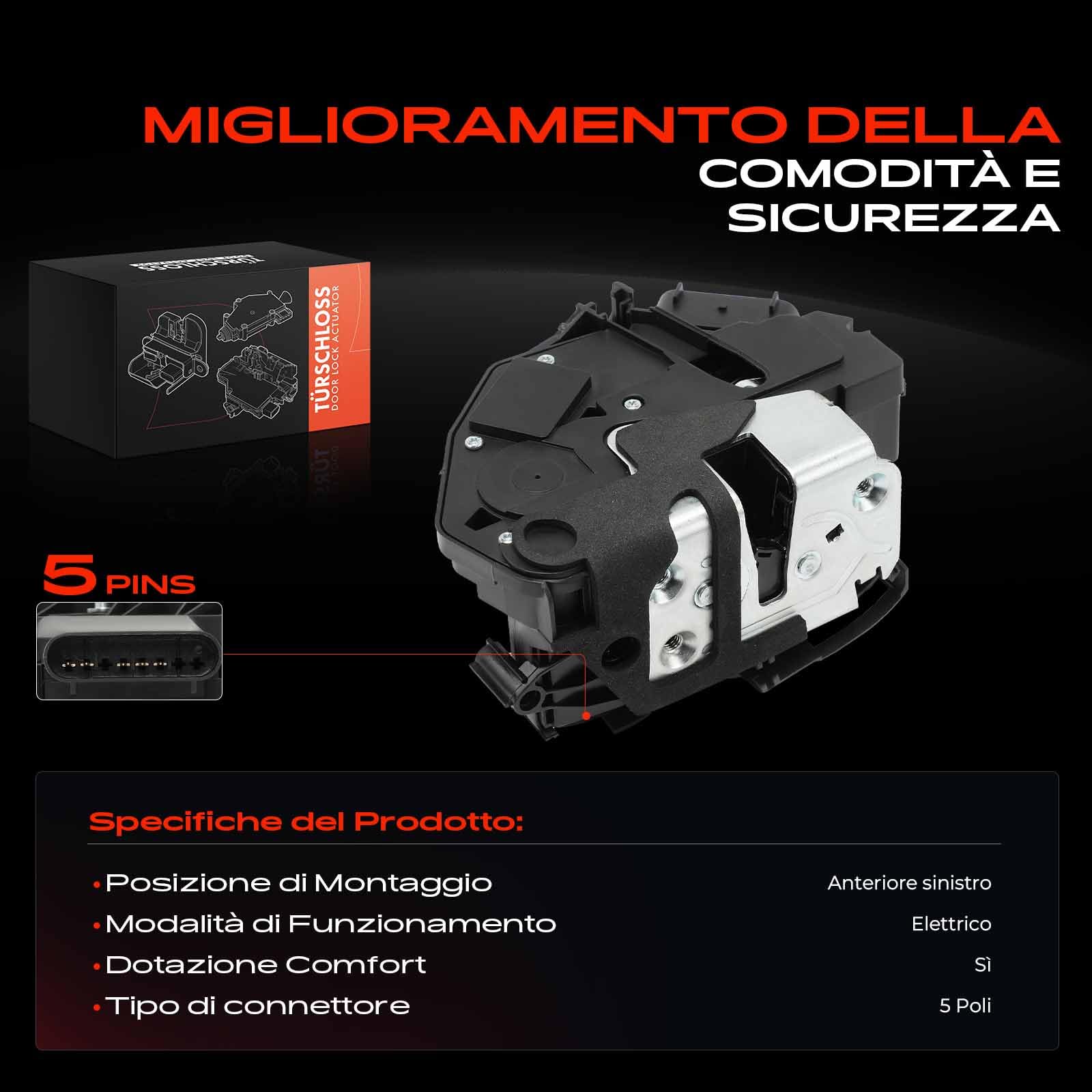Frankberg Serratura porta serratura auto Anteriore sinistro Compatibile con XC60 156 V60 I 155 S60 II 134 Replace# URO015376