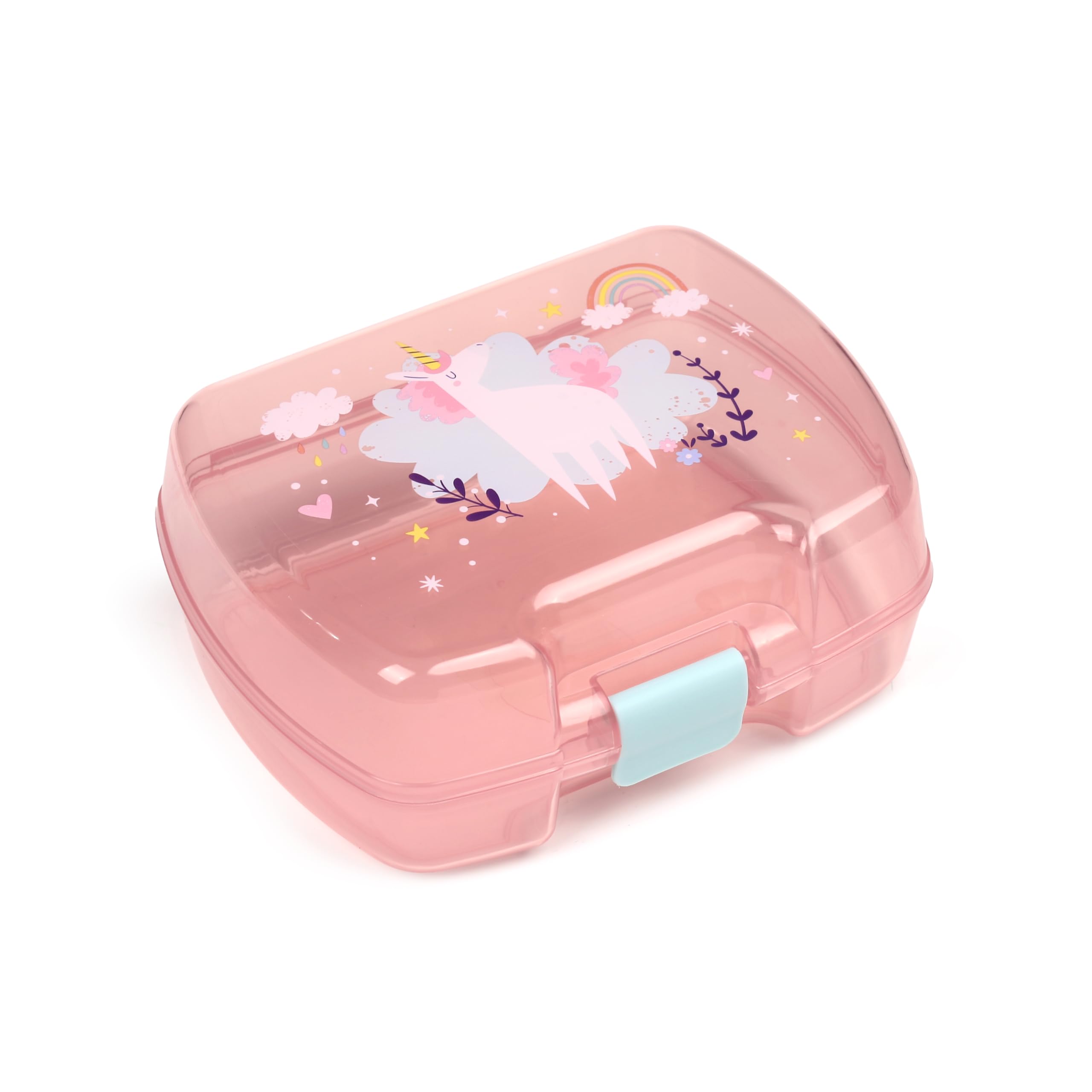 Puckator Set porte-goûter rose pour fille (boîte à déjeuner pour nourriture et bouteille d'eau avec paille) - magie de la licorne et arc-en-ciel, sans BPA