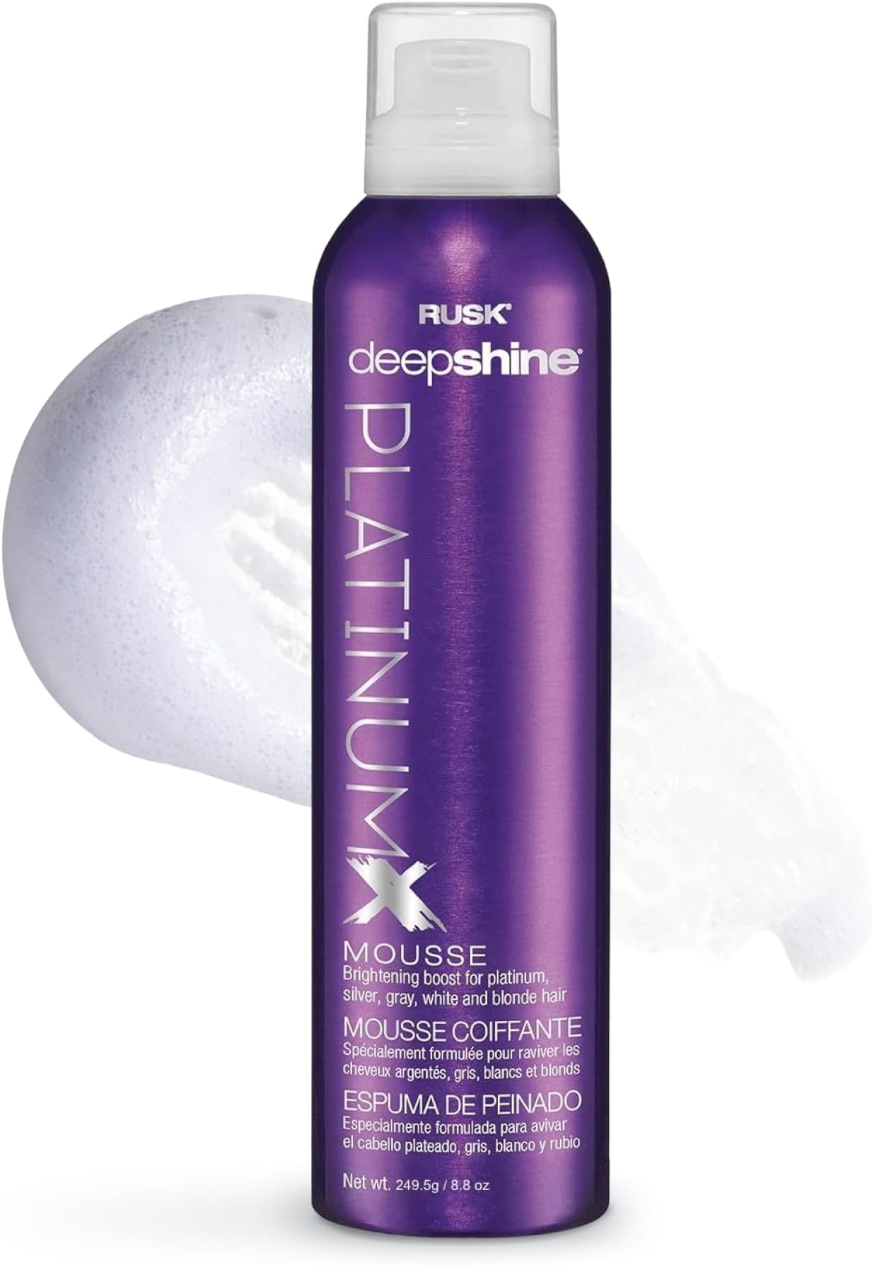 Deepshine PlatinumX Mousse - Volumizing Curly Hair Mousse for Women & Men with Violet 2 - Toning Hair Foam for Blonde, Silver and Gray Strands to Brighten, Volumize & Control Brassiness (9 oz)