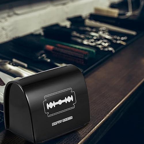 Miniatura 9 de Lurrose Caja dispensadora de cuchillas de hierro y metal, caja de reciclaje de contenedores de almacenamiento de maquinilla de afeitar para uso