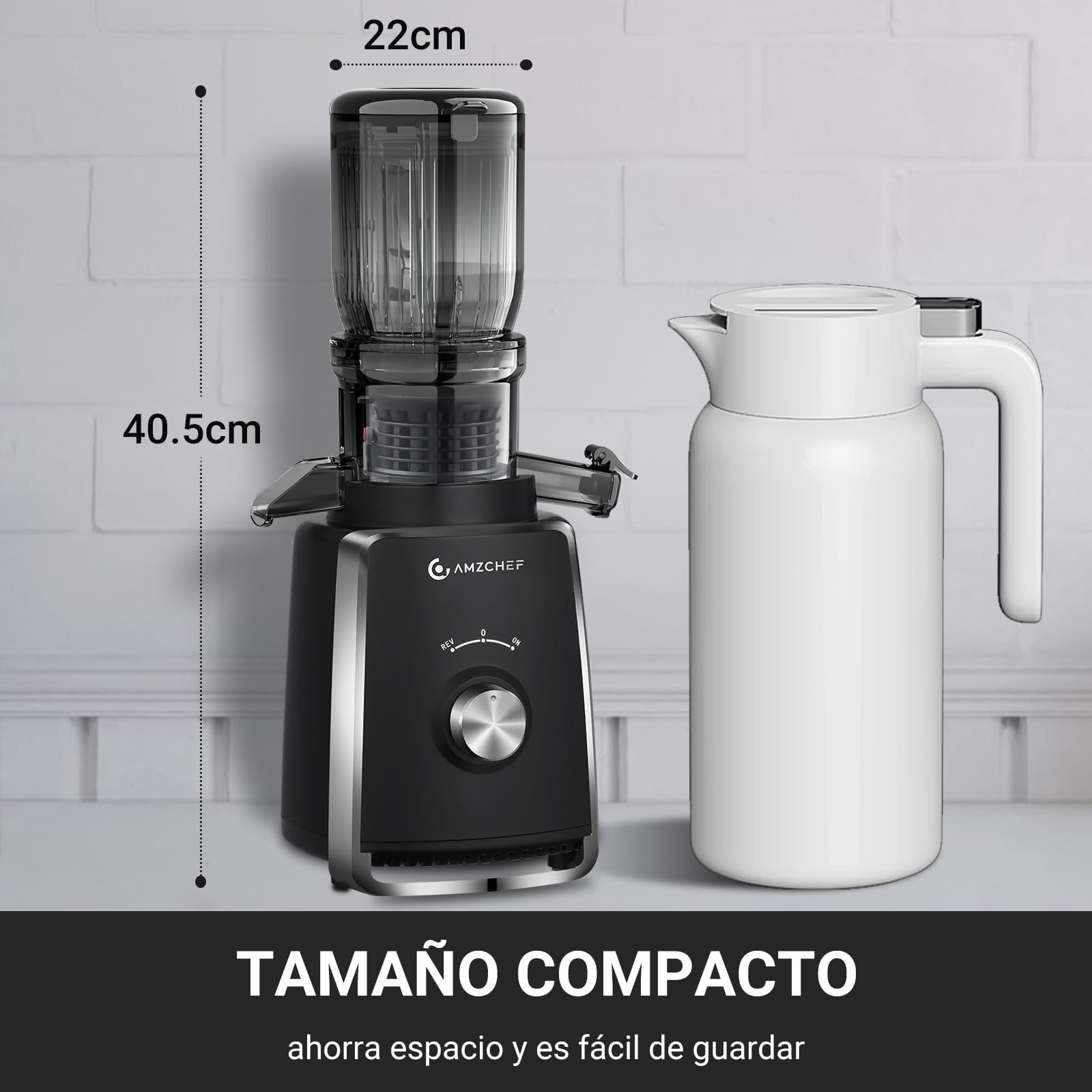 AMZCHEF Licuadora con 2 filtros patentados que no se obstruyen para frutas y verduras blandas y duras - Extractor de zumos y verduras de 250W y 103MM de gran apertura para fruta entera - Negro