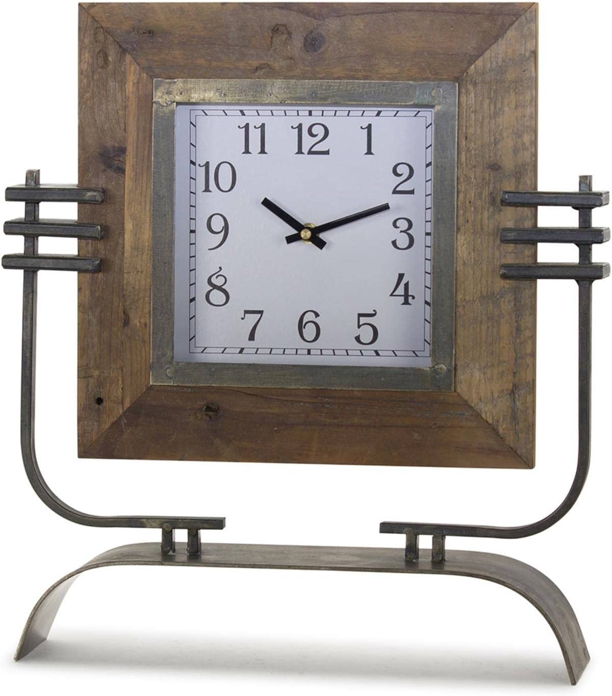 Melrose 78267 Iron and Wooden Clock on Stand Tabletop, 17-inch Height