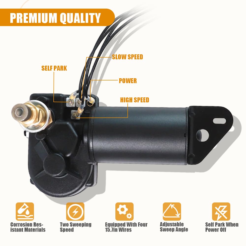 Marine Windshield Wiper Motor 12V 2.5" Shaft, Replacement for MRV, Automotive Boat & Car, Fits Part Numbers 34010, 30991, 4R2.12.R110D, WWF12C18 Series, Adjustable Angle 40-110°