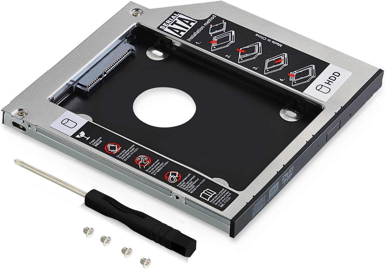 Caddy, SATA Hard,SSD Drive , Black Metal, Universal DVD Bay Mount, Tool-Free Installation (Sliver, 9.5mm)-image-23