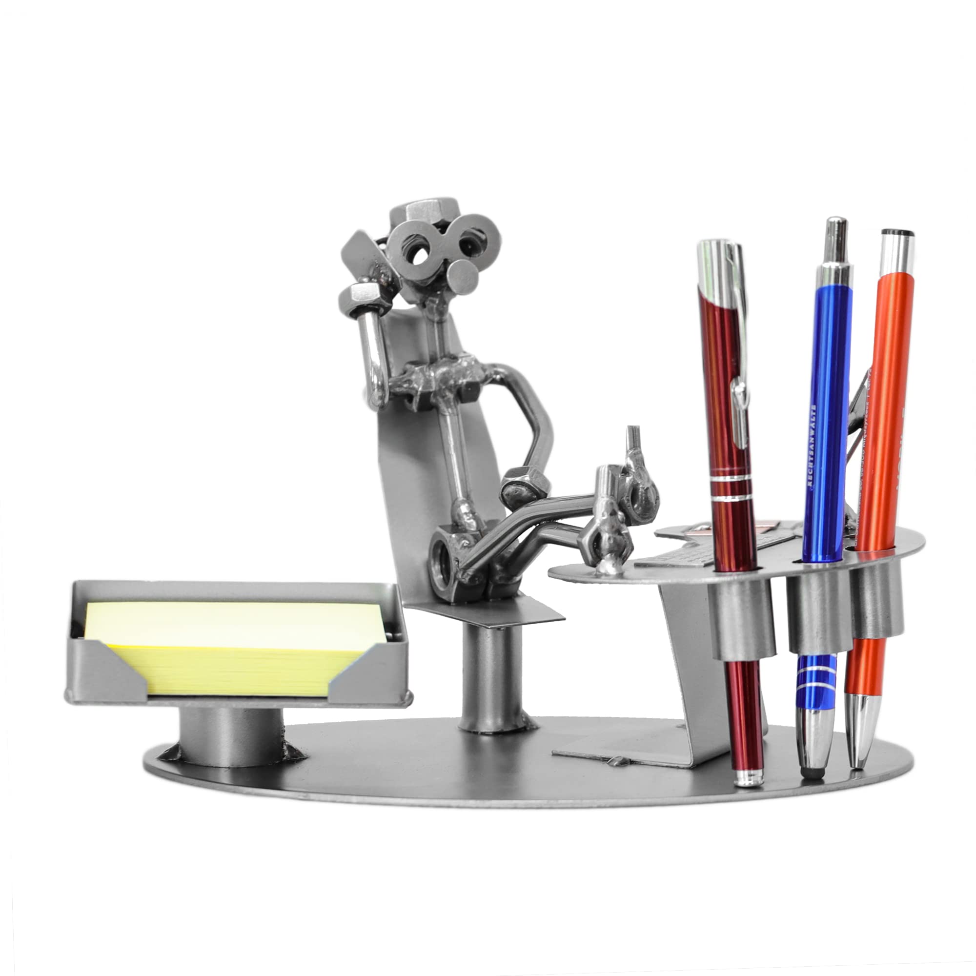 Schraubenmännchen BÜRO PC Schreibtisch Organizer Stiftehalter Zettelbox Handarbeit Geschenkidee Metallmännchen Stahlfigur - Deko für Büro & Zuhause