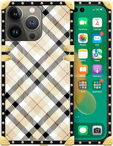 DAIZAG Funda compatible con iPhone 15 Pro Max, fundas de rayas de color blanco arroz 15 Pro Max para niñas, esquinas cuadradas protegidas
