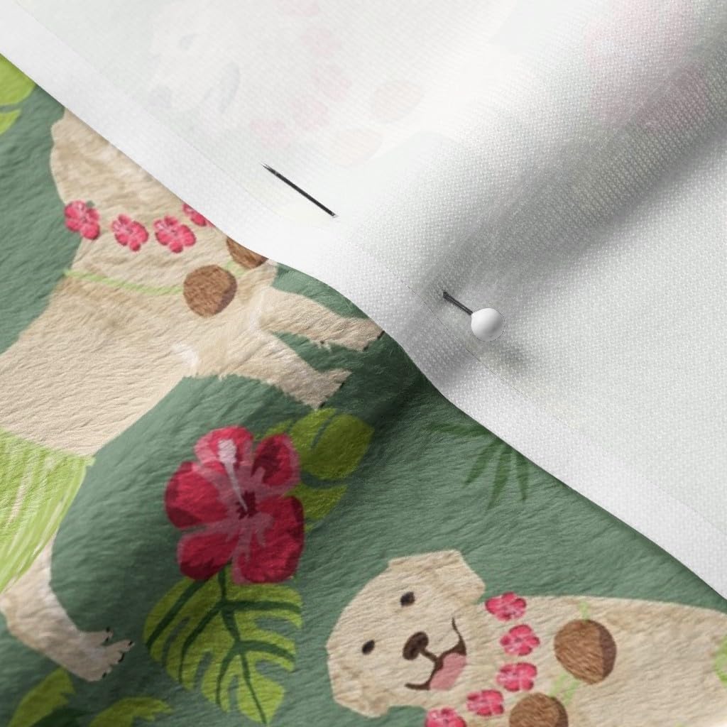 Spoonflower Fabric - Golden Retriever Dogs Summer Tropical Medium Green Dancer Beach Pet Printed on Minky Fabric by The Yard - Sewing Baby Blankets Quilt Backing Plush