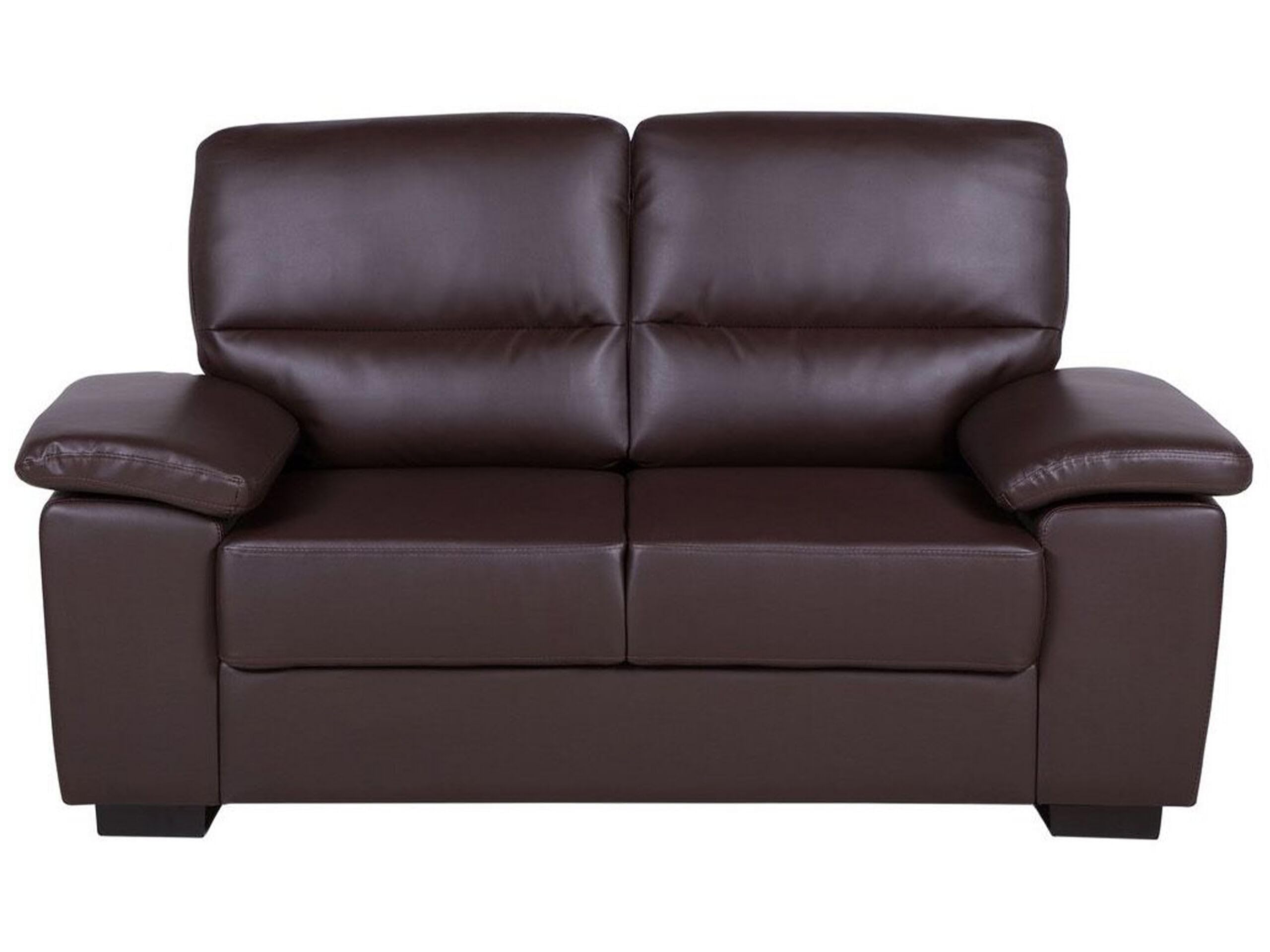 Beliani Canapé Fixe 2 Places en Cuir PU Marron pour Salon au Style Moderne