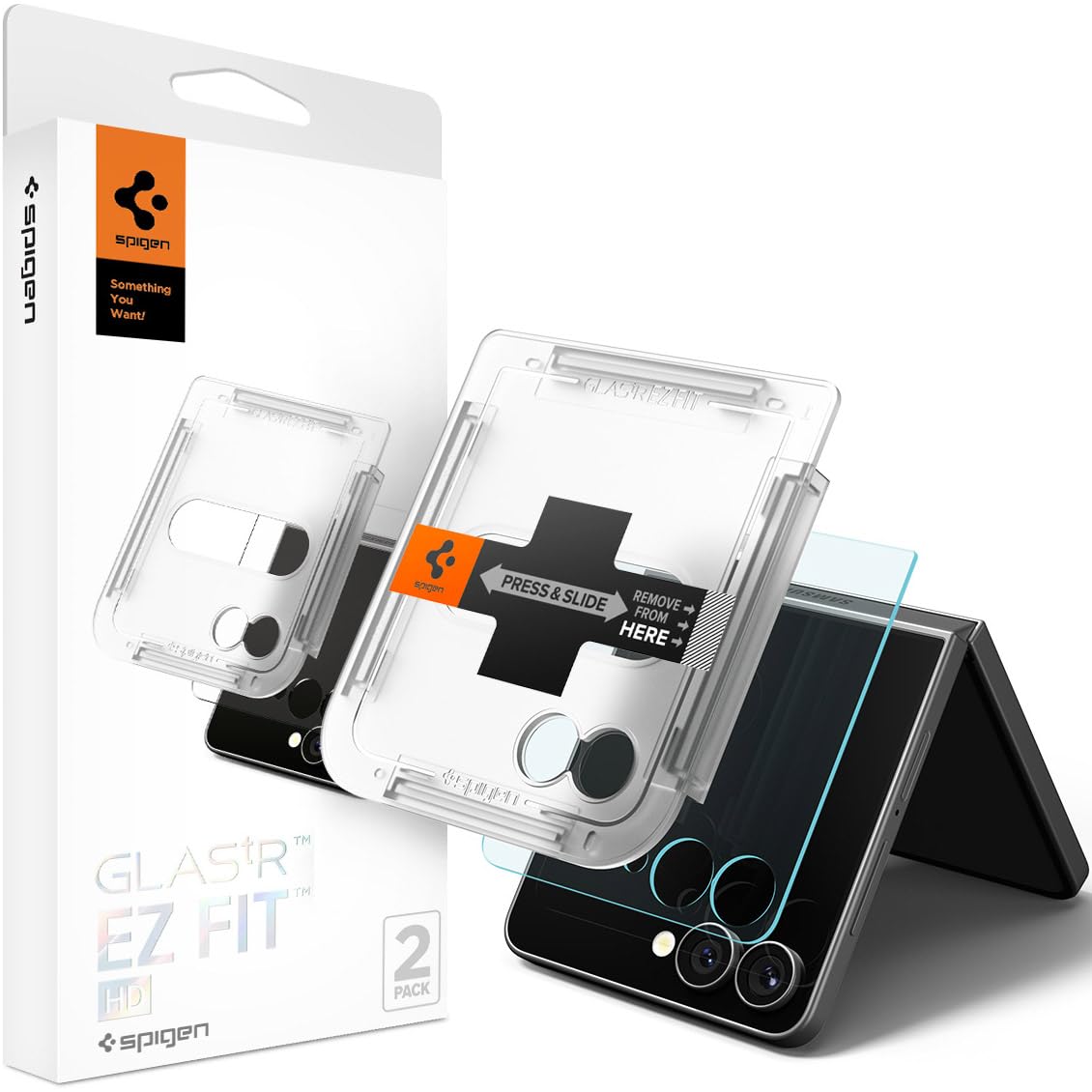 Spigen Galaxy Z Flip 7 ile Uyumlu Kolay Kurulum Cam Ekran Koruyucu GLAS.tR EZ Fit HD (2 Adet) Şeffaf - AGL09585 (Spigen TR Garantili)