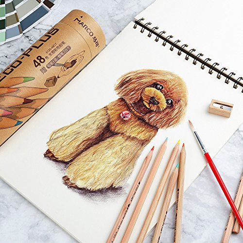 最安値 Marco 水彩色鉛筆 48色 セット シャープナー ブレンディングペン付き 初心者 学生向けの価格比較