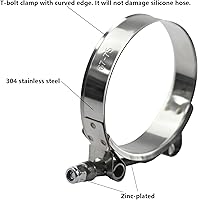 Vista 3 de Ucreative - Acoplador de manguera de silicona recta ID: 2.5" (63mm) de alta temperatura de 4 capas con abrazadera de perno en T