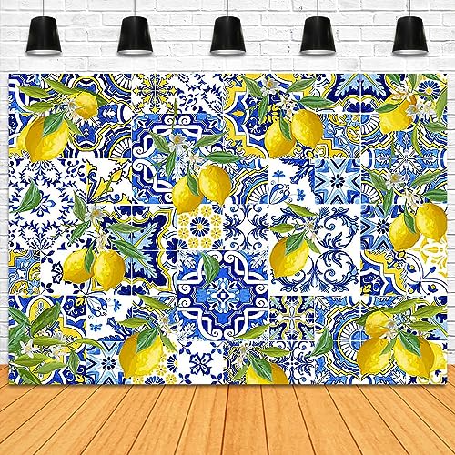 Fondo fotográfico Limones 240x180 cm azul miniatura 4