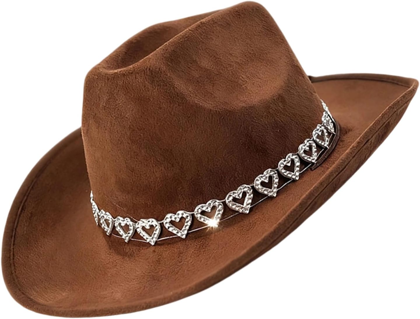 Antique Western Hats Breathable Adjustable Fedoras with Rhinestones Heart Decors for Costume Parties Dressingup Western Cowboy Hats for Outdoor