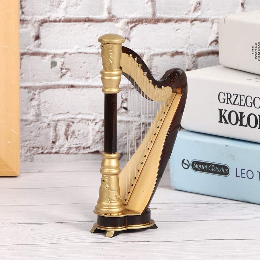 Mini Modèle De Harpe, 16 Cm, Modèle De Harpe En Bois Fait à la Main, Ornement, Instrument De Musique, Décoration Miniature, Figurine De Harpe Rétro Pour la Décoration de la Maison Et du Bureau