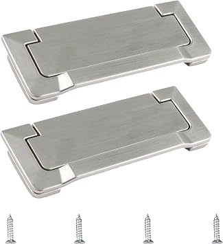 MOROBOR 2Pcs Nickel Pocket Doors Drawer Handle Flush Ring Pull, Hidden Furniture Handles with Screws Concealed Zinc Alloy Knobs for Cabinets Closets Drawers/96mm