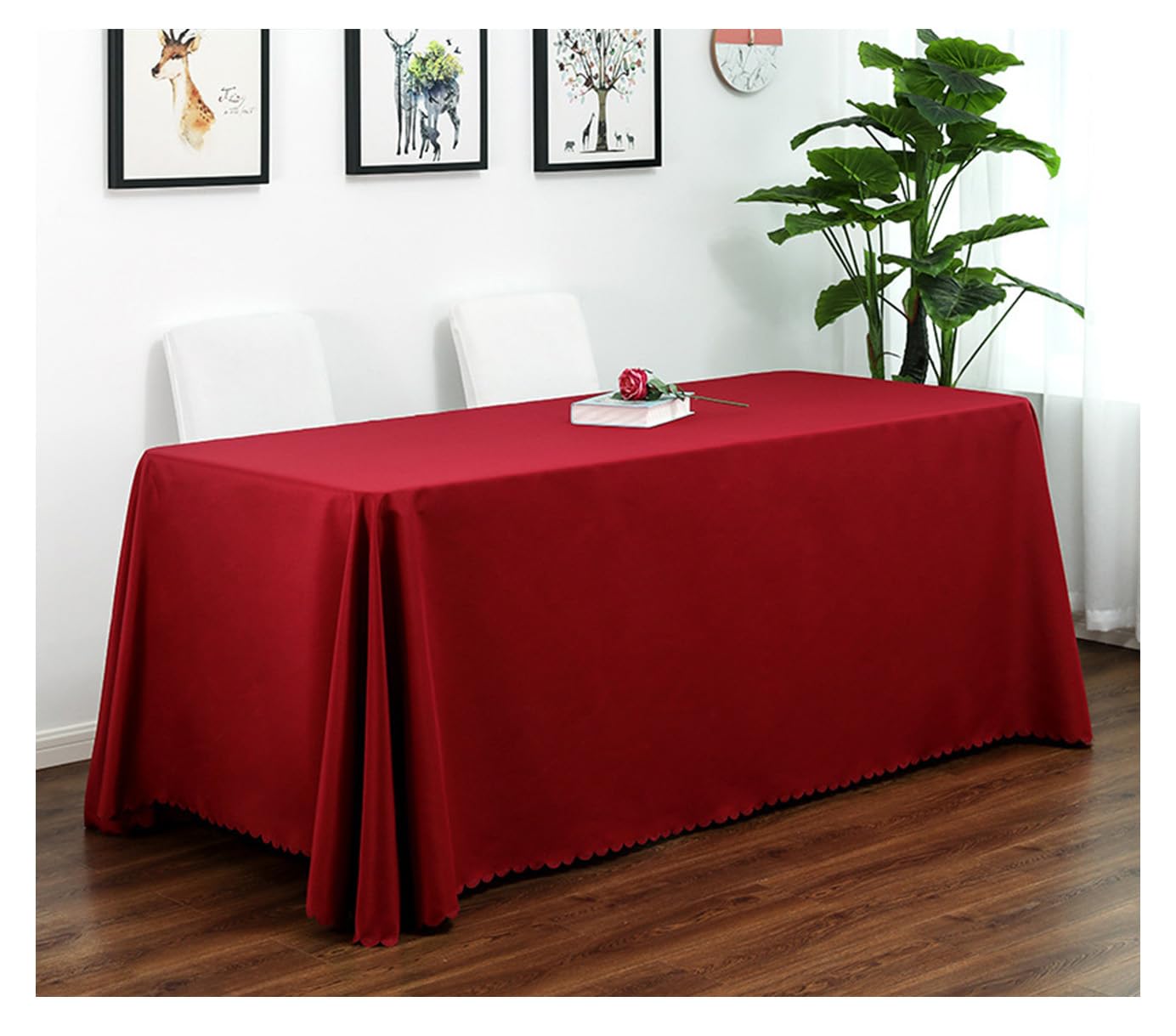 CIEEIN CIEHT Polyester Home Tablecloths Rectangular Table cloth Tablecover Wedding Party Outdoors Table Covers Simple Wine Red 180 * 280cm โ image 1