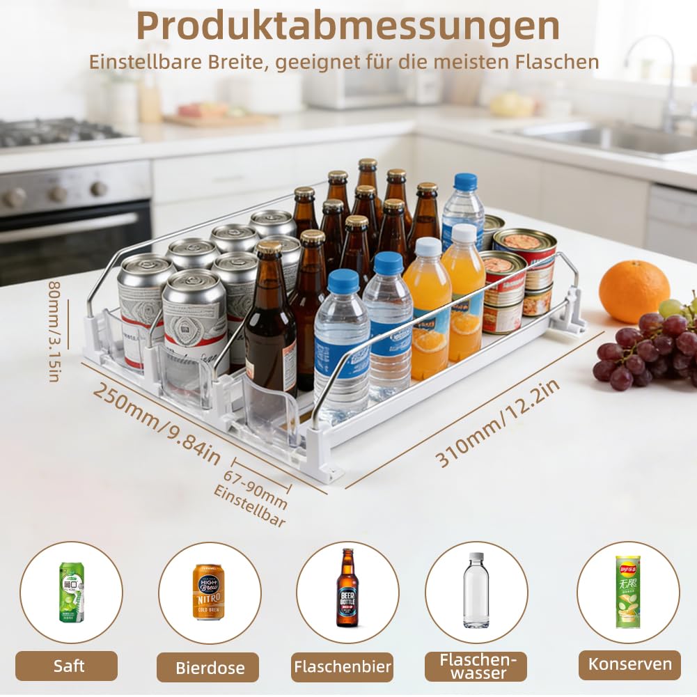Automatyczny organizer na lodówkę, z siatką do przechowywania napojów, 3 rzędy puszek na napoje na 12 puszek, organizer na puszki do lodówki, do kuchni, supermarketów, pomieszczeń