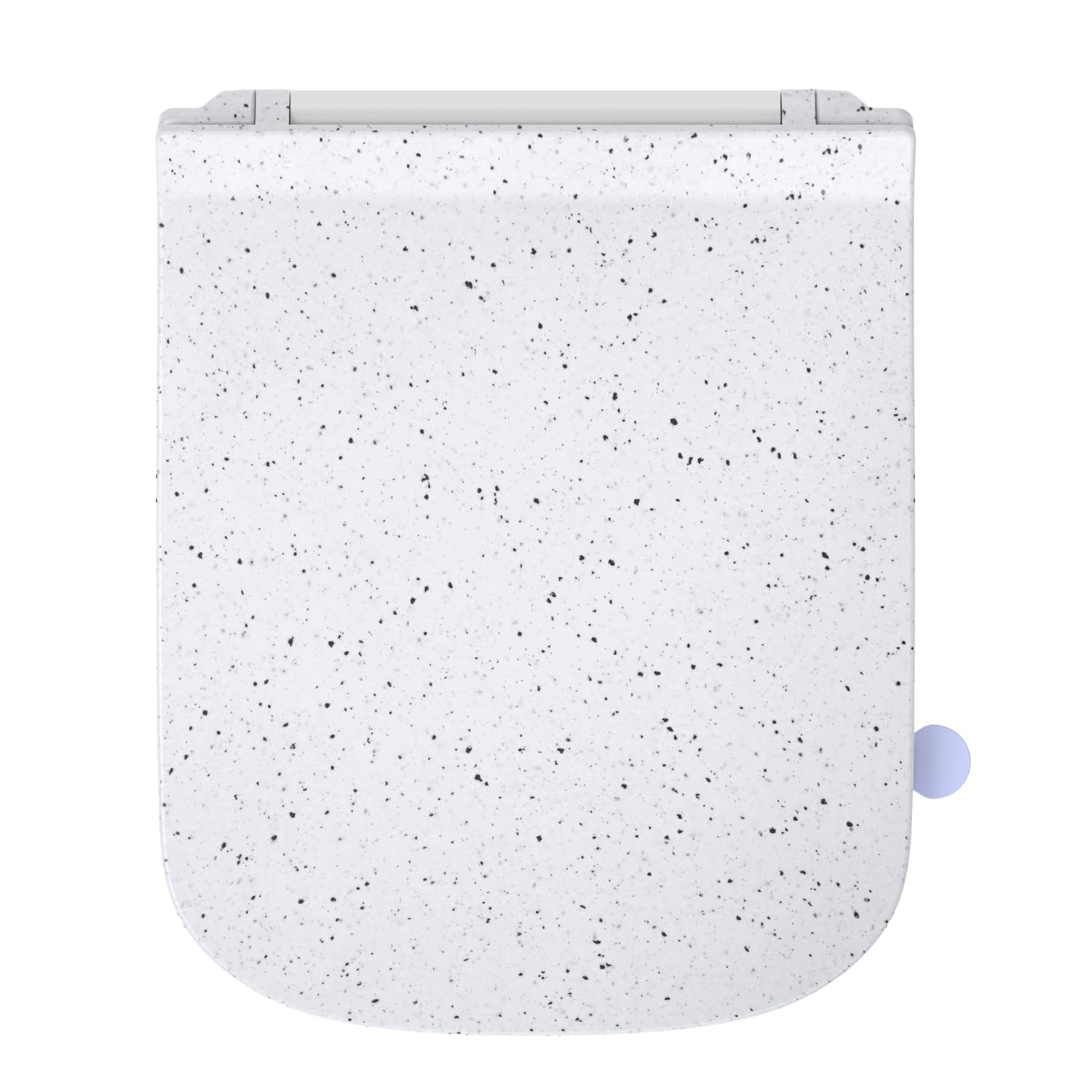 Abattant WC Forme carrée Ultra-mince [COURT], Cuvette Toilette avec Frein de Chute, Lunette WC Blanche, siège de toilette universel de forme carrée, testée jusqu'à 150kg, Marbre blanc