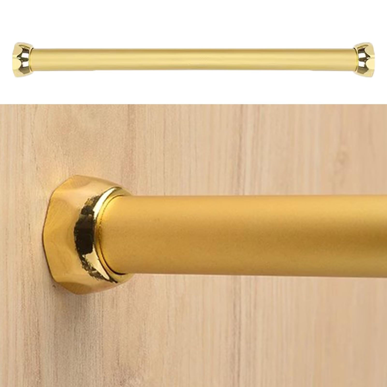 BDAYEK Wardrobe rail Clothes Rail Pole Wardrobe Round Closet Tube for Garment Shop, Gold for RV, Heavy Duty Hanging Bar(120cm/3.9ft)
