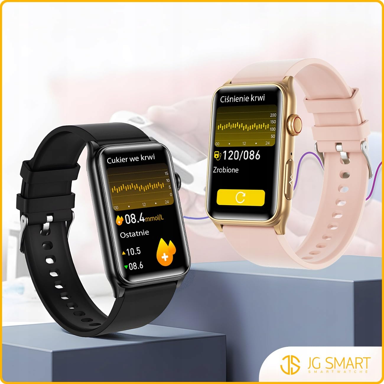 SMARTWATCH ZEGAREK EKG HRV GLUKOZA CIŚNIENIE TEMPERTATURA BMI PULS MENU PL