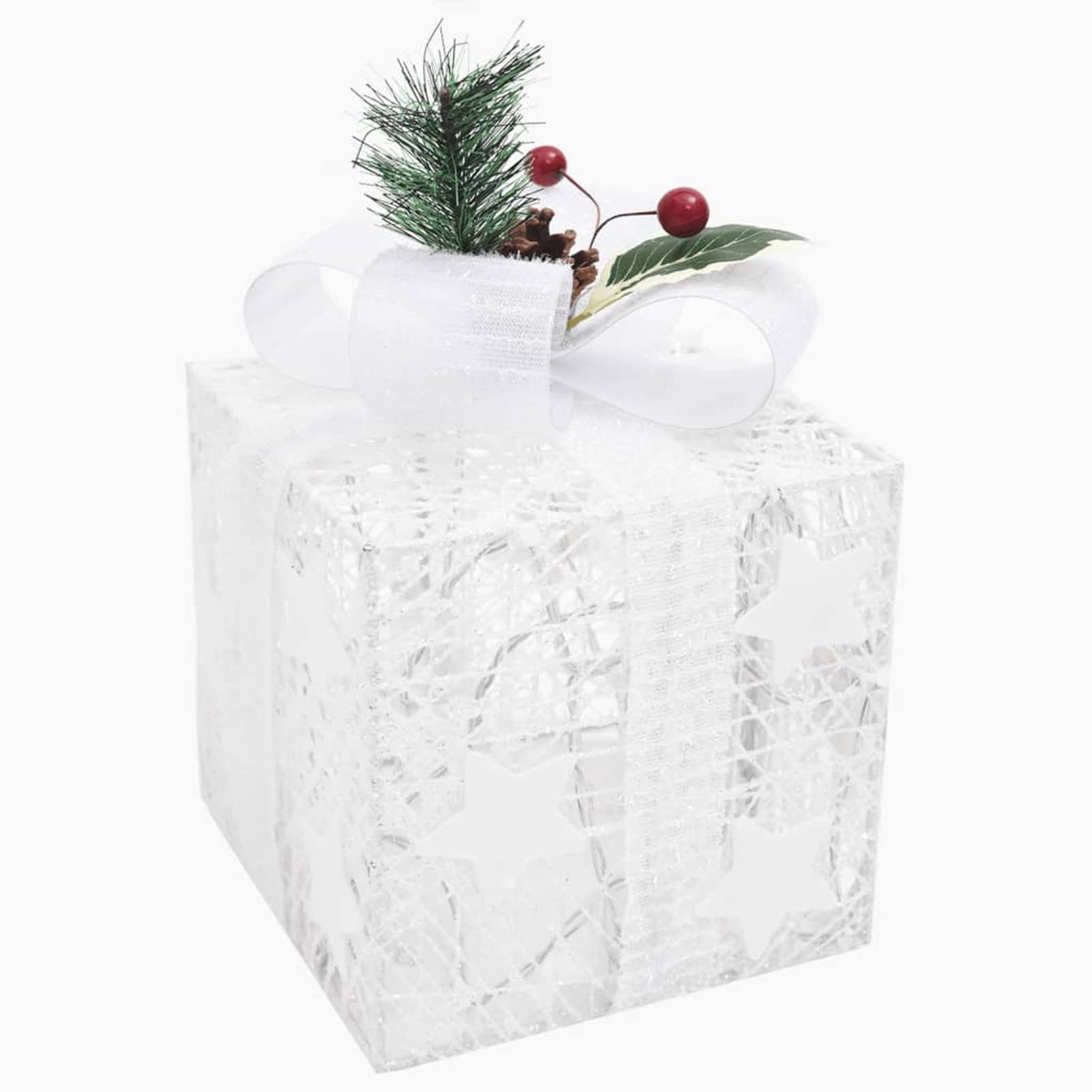 Cajas Decorativas 3 Piezas, Figuras De Navidad Exterior, Decoración Exterior Navidad, Adornos Navideños, Figura Luz Navidad, Plateado