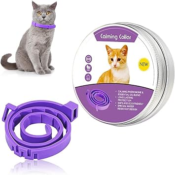 Cat Calming Collar,Adjustable Cat Collar Natural Calm Treatment,15 Inches for Most CatPurple,Lavender Scent