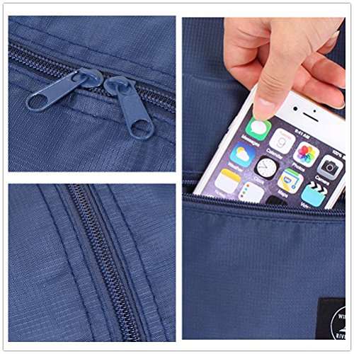 Foldable Travel Duffel Bag Luggage Sports Gym Water Resistant Nylon Multipurpose for Clothes Organizer (Blue)