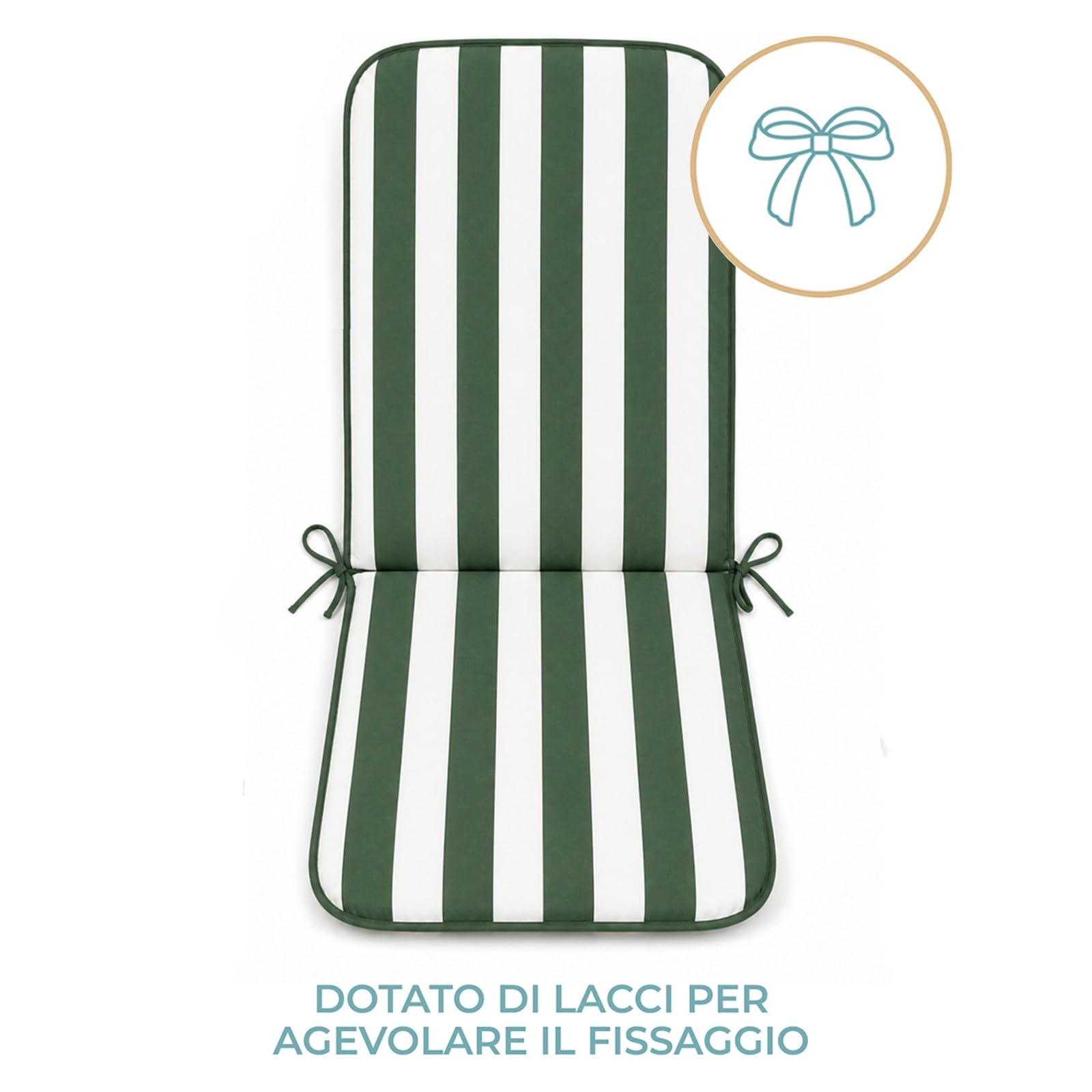 PARAMAISON Cuscino Sdraio 45x120 cm, Materassino per Sdraio Giardino e Piscina, Imbottito 3 cm, con Laccetti ed Elastico Antiscivolo, Universale per Esterno | Tortora