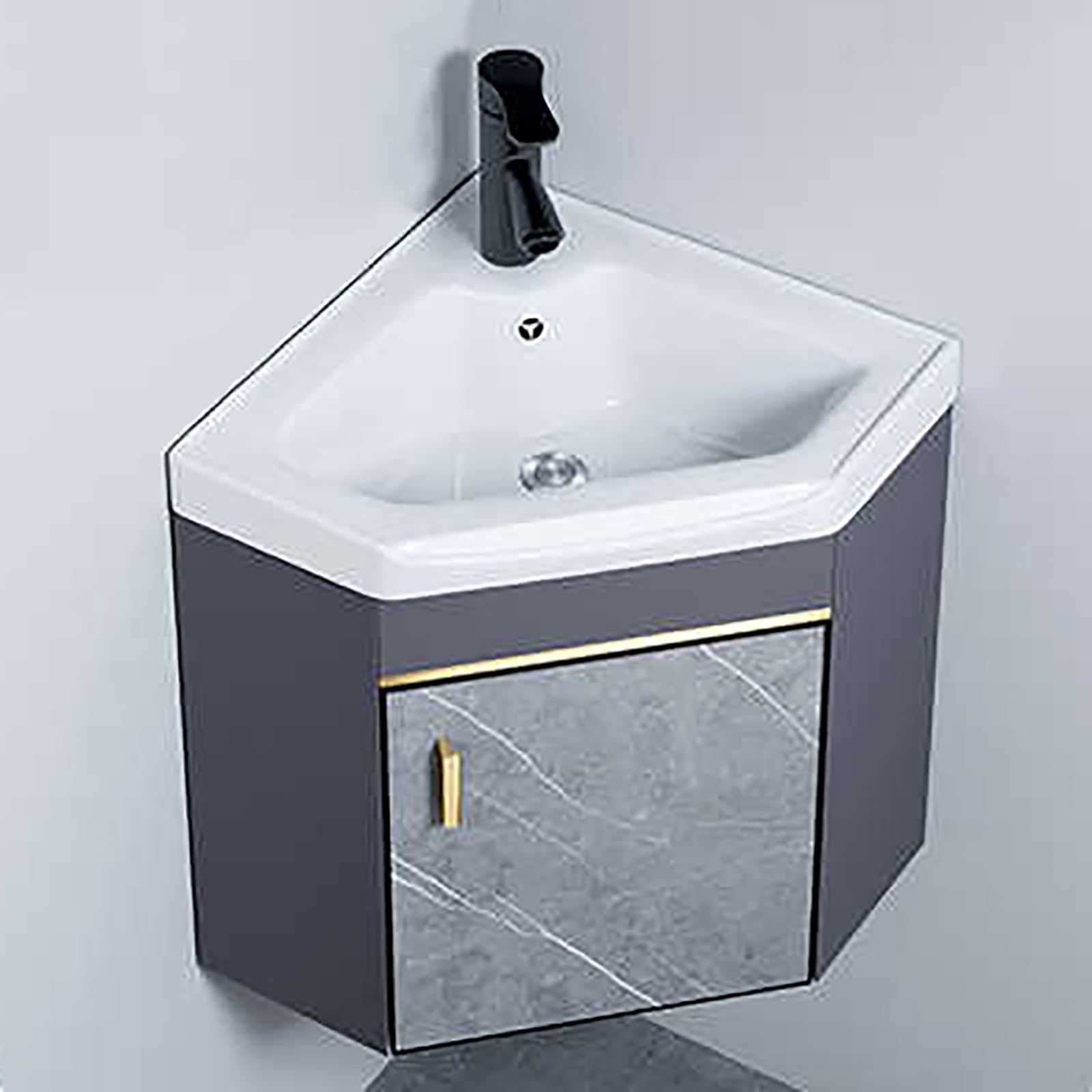 GLJTUO Modern Corner Bathroom Vanity Set with Sink and Storage Cabinet Soft Close Doors Faucet Included Porcelain Scratch and Stain Resistant 22in Size,One Color-48cm/18.9in