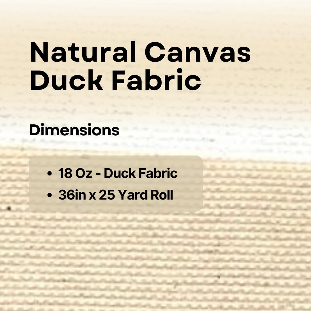 Marsidian Natural Canvas - 18 Oz Duck Fabric - 36in x 25 Yard Roll -Heavy-Duty Fabric for Upholstery, Outdoor Projects and Crafts - Image 2