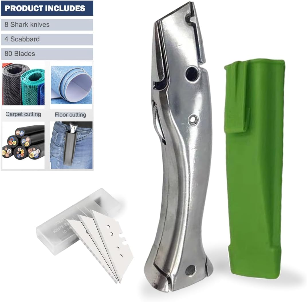 Dolphin Shaped Stainless Steel Knife Dolphin PVC Zinc-aluminum Alloy Handle Roll Floor Cutter Knife Wallpaper Carpet Cutting Tool with 10pcs Blade (8)